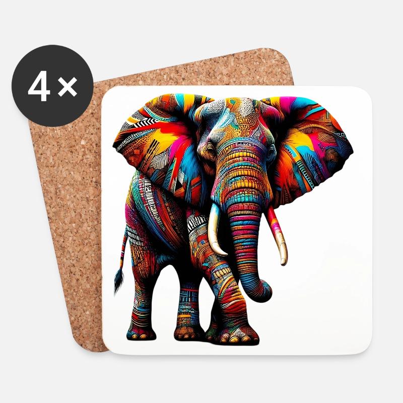 Elefant - Untersetzer (4er-Set) - Weiß