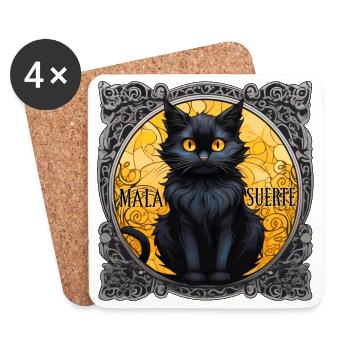 Black Cat Mala Suerte - Coasters (set of 4) - white - Front