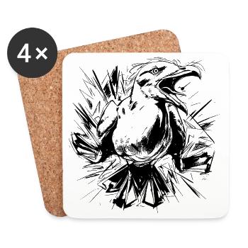Sketched Seagull - Coasters (set of 4) - white - Front