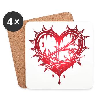 Heart with thorns - Coasters (set of 4) - white - Front