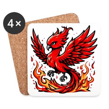 Phénix rouge - Dessous de verre (lot de 4) - blanc - Devant