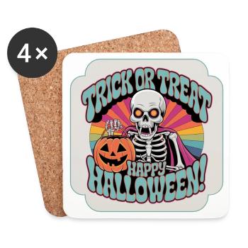 Squelette effrayant Trick or Treat Joyeux Halloween - Dessous de verre (lot de 4) - blanc - Devant