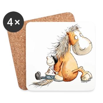 Funny Horse with Rider Horse Motif for Riders - Coasters (set of 4) - white - Front