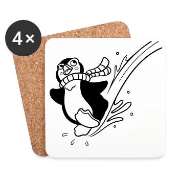 Penguin Fun Coloring for Kids Clothing - Coasters (set of 4) - white - Front