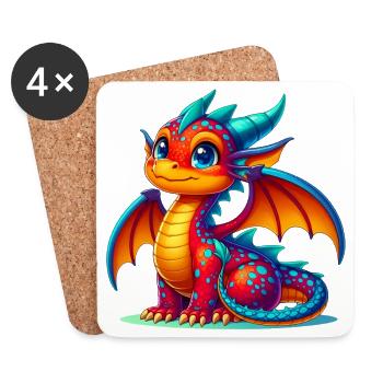 Drache - Untersetzer (4er-Set) - Weiß - Vorne