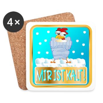 MIR IST KALT WINTER HÜHNER - Untersetzer (4er-Set) - Weiß - Vorne