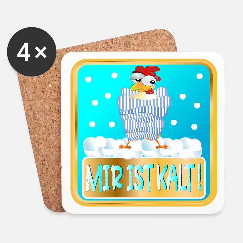 MIR IST KALT WINTER HÜHNER - Untersetzer (4er-Set) - Weiß