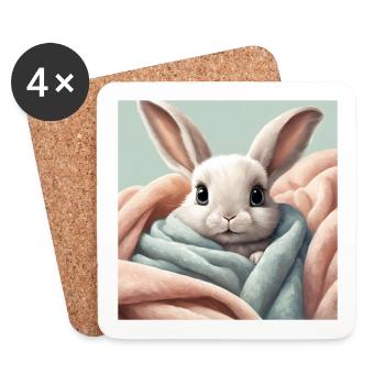 cute bunny poster, baby, child, infant - Coasters (set of 4) - white - Front