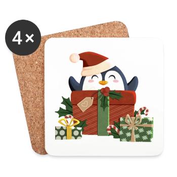 Penguin wishes you a Merry Christmas - Coasters (set of 4) - white - Front