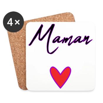 BONNE FÊTE. COEUR. BONNE FÊTE MAMAN. MAMAN - Dessous de verre (lot de 4) - blanc - Devant