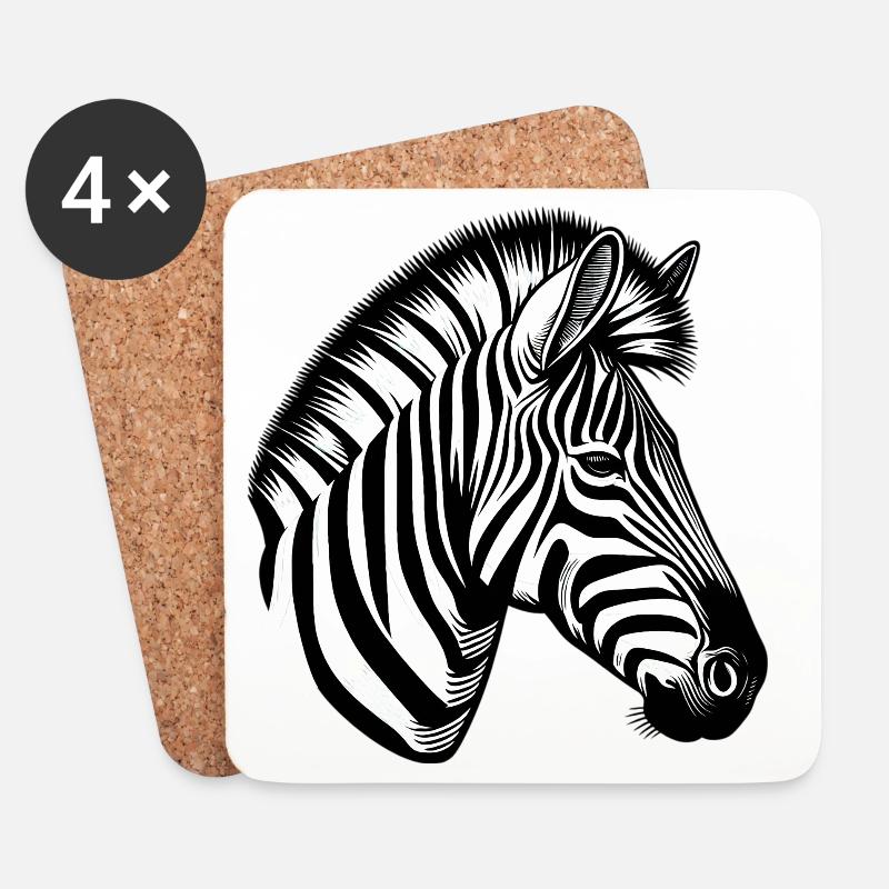 Zebra - Untersetzer (4er-Set) - Weiß
