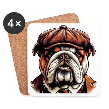 English Bulldog Dog - Coasters (set of 4) - white - Front