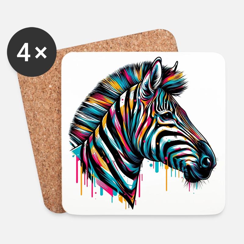 Zebra - Untersetzer (4er-Set) - Weiß