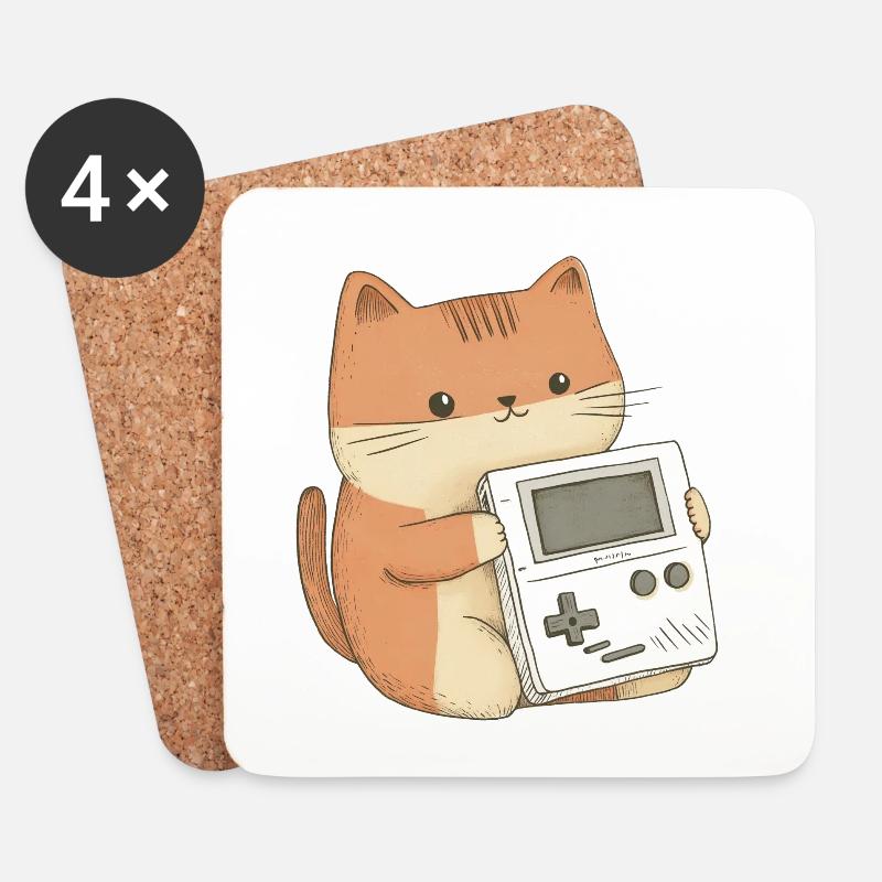 Geek cat - Coasters (set of 4) - white
