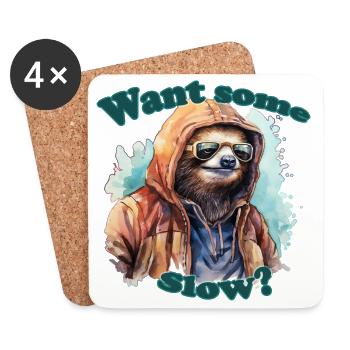 Sloth Colorful Watercolors Text - Coasters (set of 4) - white - Front