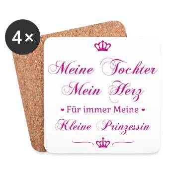 Meine Tochter, Mein Herz, Für Immer Prinzessin - Untersetzer (4er-Set) - Weiß - Vorne