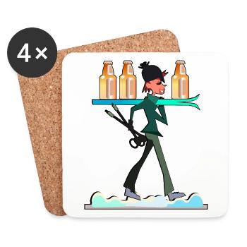 Apres-Ski Skifahrerin - BIER - Untersetzer (4er-Set) - Weiß - Vorne