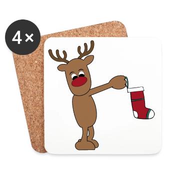 Cadeaux amusants pour Noël - Dessous de verre (lot de 4) - blanc - Devant