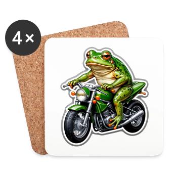 Frosch auf Motorrad - Untersetzer (4er-Set) - Weiß - Vorne