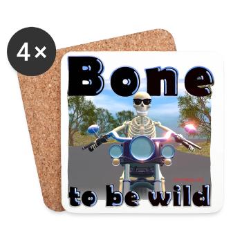 Skelett am Motorrad - Bone to be wild - Untersetzer (4er-Set) - Weiß - Vorne