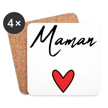 MOM. MOTHER'S DAY. HEART. FEAST. HAPPY BIRTHDAY - Coasters (set of 4) - white - Front