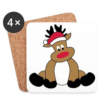 Renne pour Noël - Dessous de verre (lot de 4) - blanc - Devant