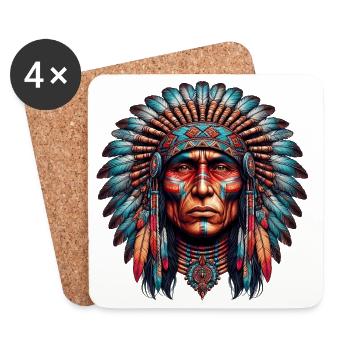 Amérindien Américain - Dessous de verre (lot de 4) - blanc - Devant