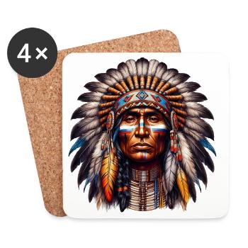 Amérindien Américain - Dessous de verre (lot de 4) - blanc - Devant