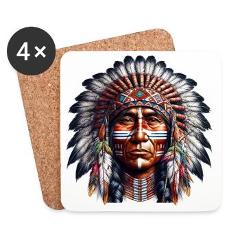 Amérindien Américain - Dessous de verre (lot de 4) - blanc - Devant