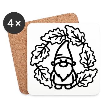 Nain dans la couronne de feuilles - Dessous de verre (lot de 4) - blanc - Devant