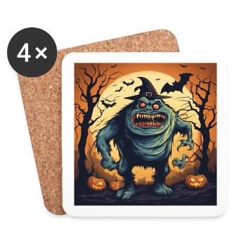 halloween, scary monster, pumpkin - Coasters (set of 4) - white - Front