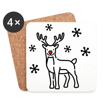 Cerf de Noël Renne - Dessous de verre (lot de 4) - blanc - Devant