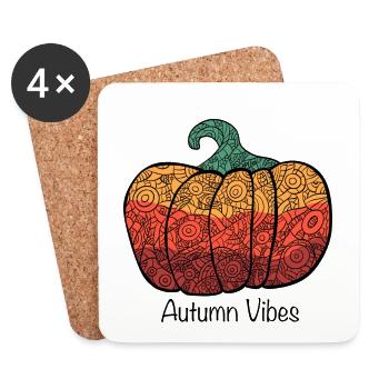 Mandala Autumn Pumpkin Autumn Vibes - Coasters (set of 4) - white - Front