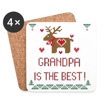 Noël moche Noël grand-père est le meilleur - Dessous de verre (lot de 4) - blanc - Devant