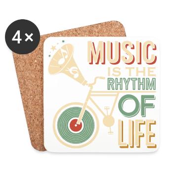 Music is the Rhythm of Life - Coasters (set of 4) - white - Front