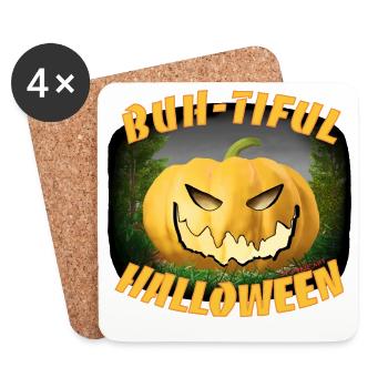 Halloween Kürbis - Untersetzer (4er-Set) - Weiß - Vorne