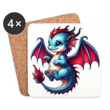 Drache - Untersetzer (4er-Set) - Weiß - Vorne
