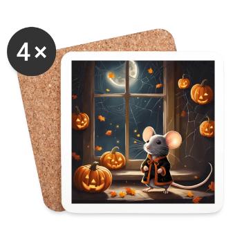 Halloween, Halloween Mouse, Pumpkin - Coasters (set of 4) - white - Front