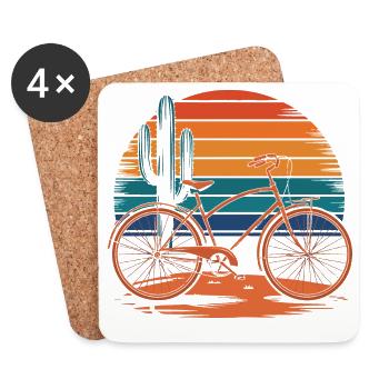 Vintage Fahrrad Wüste Sonnenuntergang - Untersetzer (4er-Set) - Weiß - Vorne