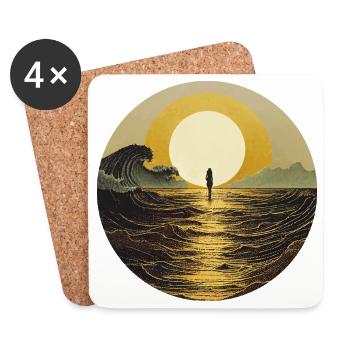 Mondschein am Meer - Untersetzer (4er-Set) - Weiß - Vorne