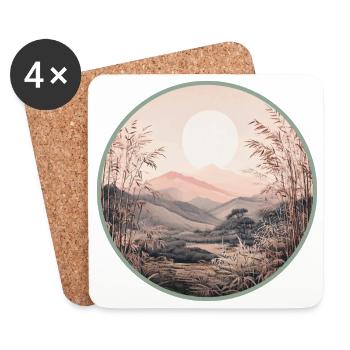 Sanfte Mondlandschaft im Zen-Stil - Untersetzer (4er-Set) - Weiß - Vorne