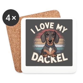 I Love my DackelDesign für Teckel und Hundefreunde - Untersetzer (4er-Set) - Weiß - Vorne