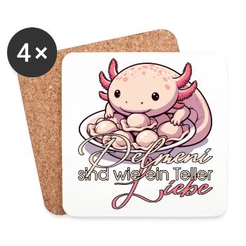 Axolotl Pelmeni Teller Liebe Geschenk - Untersetzer (4er-Set) - Weiß - Vorne