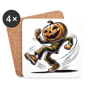 Dancing Pumpkin Head – Funny Halloween Motif - Coasters (set of 4) - white - Front