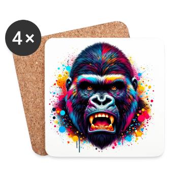 Gorilla - Untersetzer (4er-Set) - Weiß - Vorne