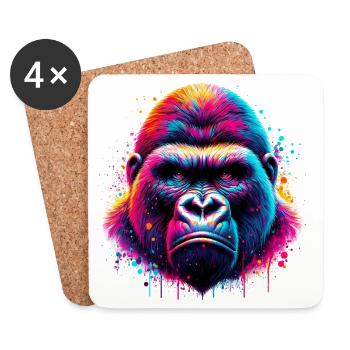 Gorilla - Untersetzer (4er-Set) - Weiß - Vorne