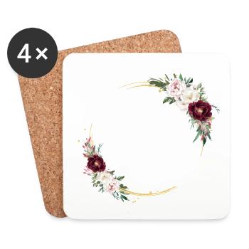 Flower circle customizable - Coasters (set of 4) - white - Front