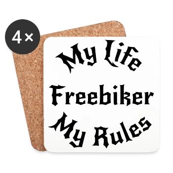 Mein Leben Meine Regeln / Freebiker - Untersetzer (4er-Set) - Weiß - Vorne