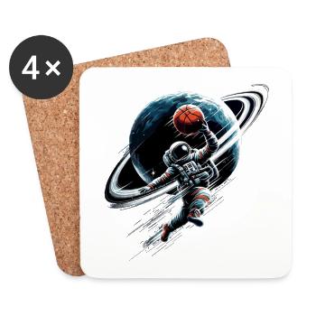Basketball Astronaut Spaceman Gift - Coasters (set of 4) - white - Front