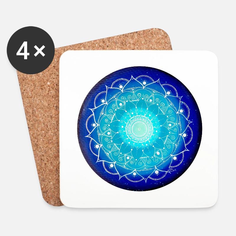 Leuchtendes Mandala in Nachtblau - Untersetzer (4er-Set) - Weiß